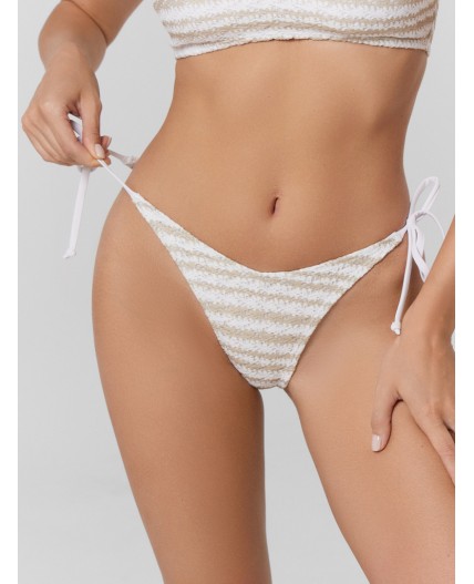 Купальник бело -бежевая полоска