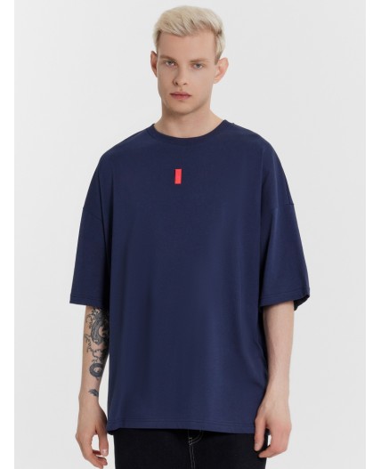 Футболка глубокий синий +печать