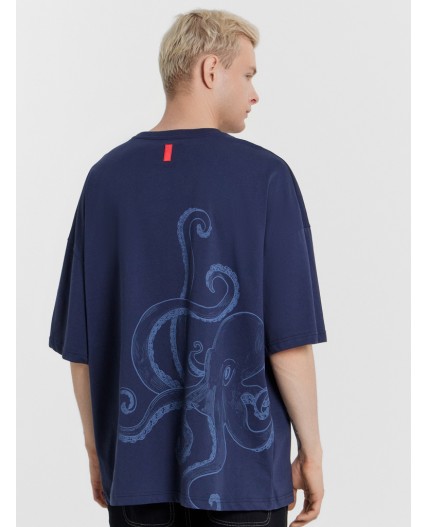 Футболка глубокий синий +печать