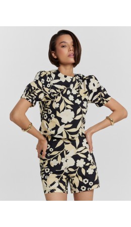 Блузка цветы на черном