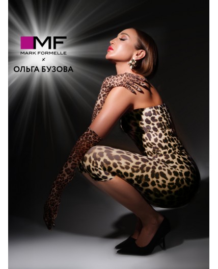 Бриджи бежевый леопард