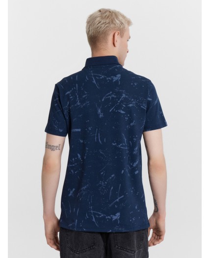 Футболка мелкий узор на т.синем