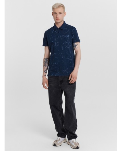 Футболка мелкий узор на т.синем