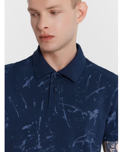 Футболка мелкий узор на т.синем