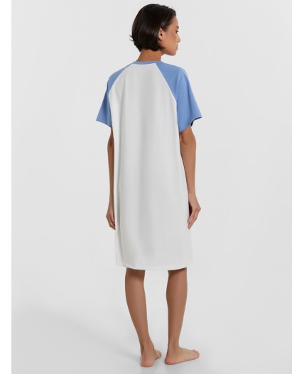 Сорочка белый +св.синий +печать