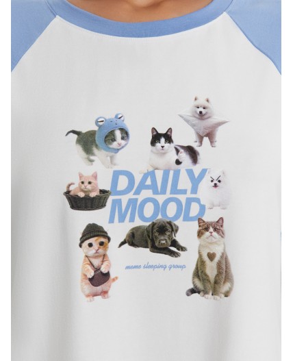 Сорочка белый +св.синий +печать