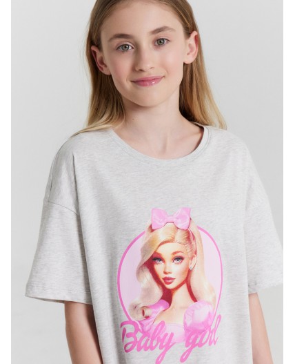 Сорочка серый меланж 4306-А +печать2