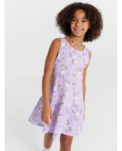 Платье единороги на сиреневом