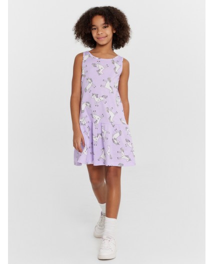 Платье единороги на сиреневом