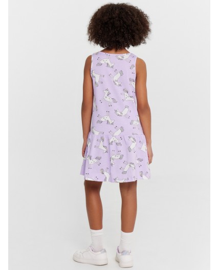 Платье единороги на сиреневом