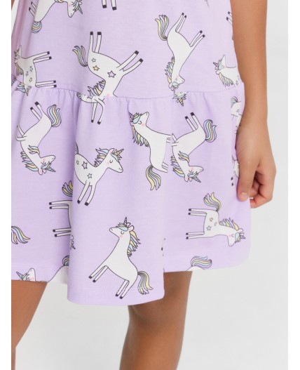 Платье единороги на сиреневом