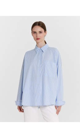 Блузка широкая голубая полоска1