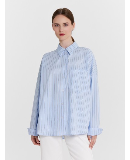Блузка широкая голубая полоска1