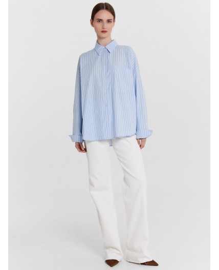 Блузка широкая голубая полоска1