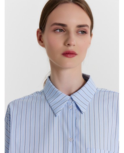 Блузка широкая голубая полоска1