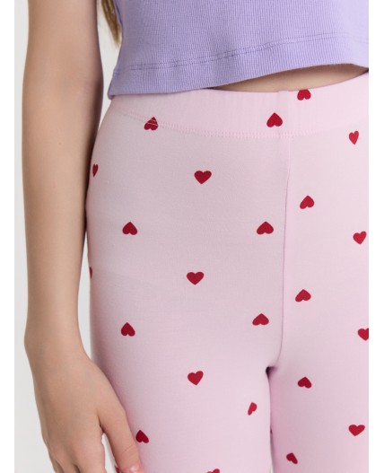 Легинсы сердечки на розовом1