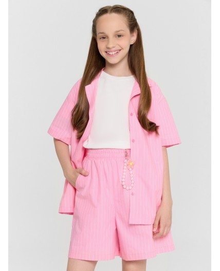 Шорты полоска на розовом
