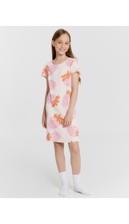 Сорочка розовые клубники на св.розовом