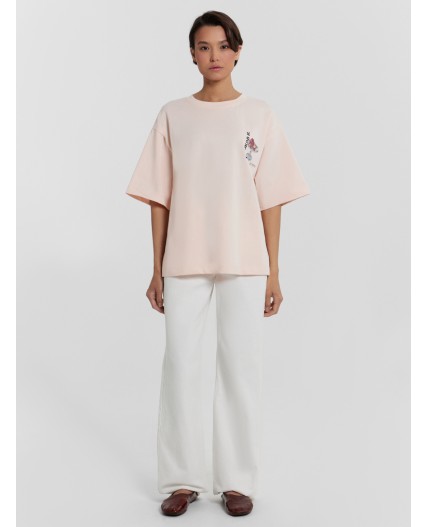 Футболка нежно -розовый +печать