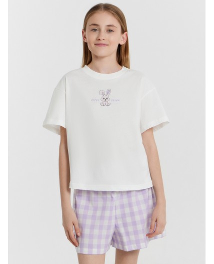 Комплект белый +клетка на св.лиловом