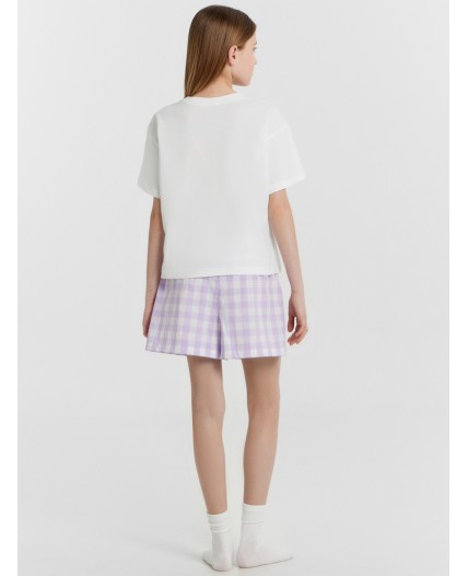 Комплект белый +клетка на св.лиловом