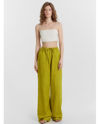 Брюки цветы авокадо жаккард