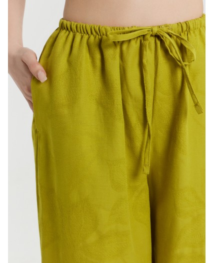 Брюки цветы авокадо жаккард