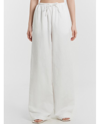 Брюки цветы белые жаккард