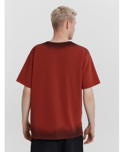 Футболка красная земля +печать