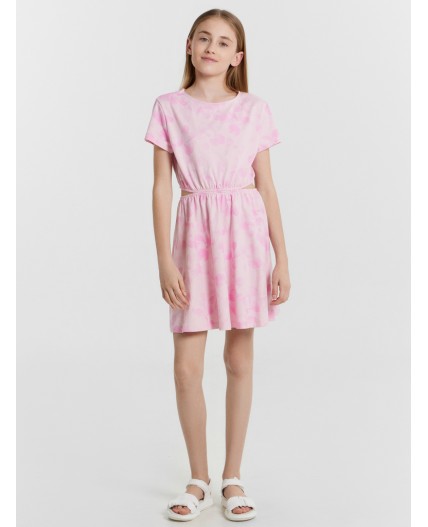 Платье акварельные бантики на розовом