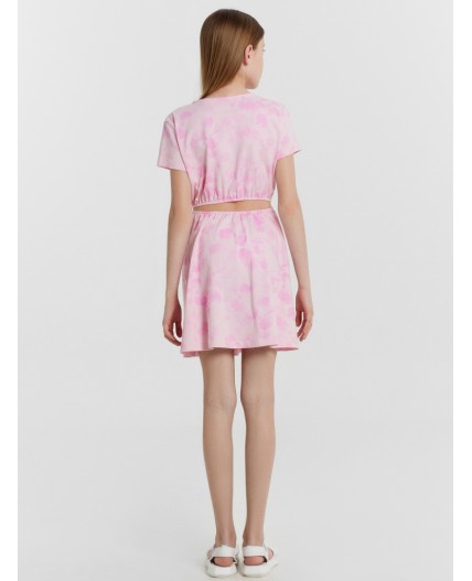 Платье акварельные бантики на розовом