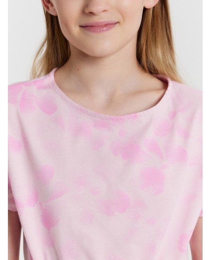 Платье акварельные бантики на розовом