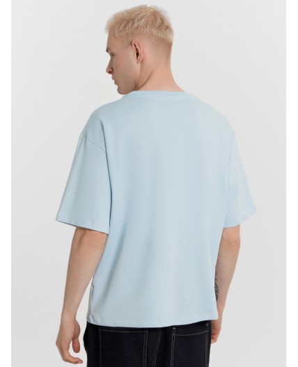 Футболка серо -голубой +печать