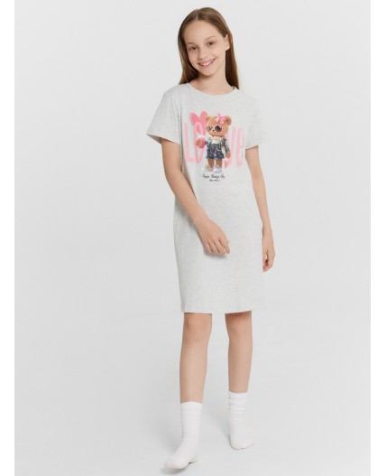 Сорочка серый меланж 4306-А +печать1