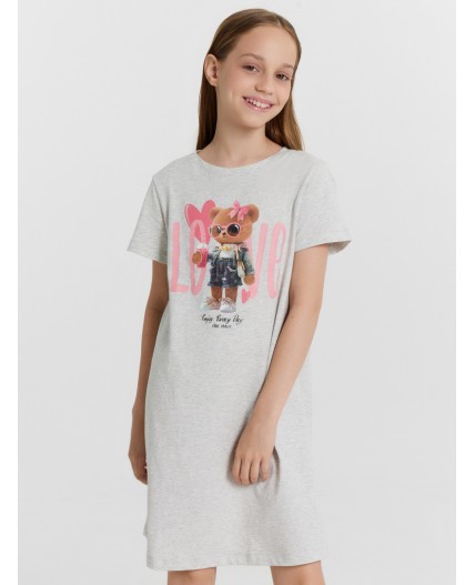 Сорочка серый меланж 4306-А +печать1