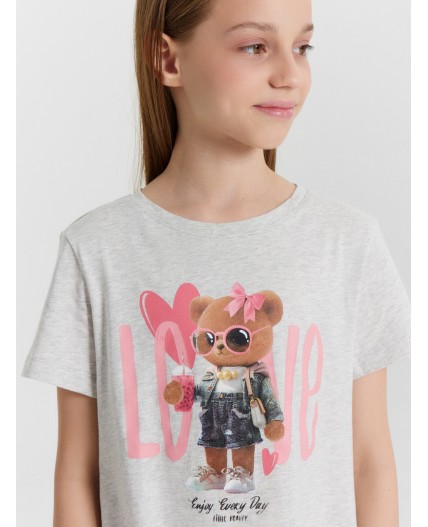 Сорочка серый меланж 4306-А +печать1