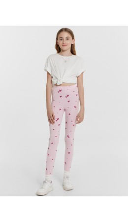 Легинсы сердечки на розовом