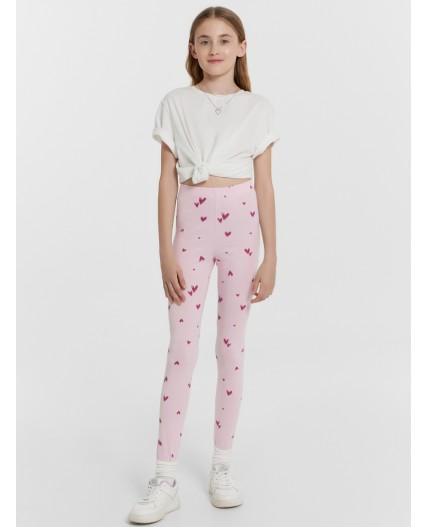 Легинсы сердечки на розовом