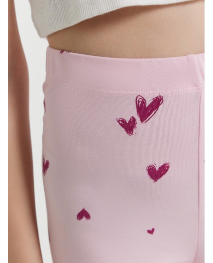Легинсы сердечки на розовом