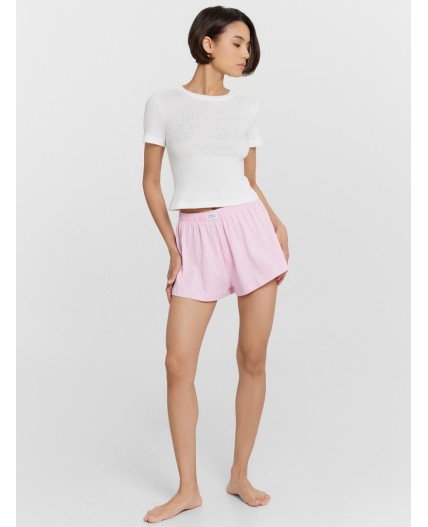 Комплект белый +бело -розовая полоска