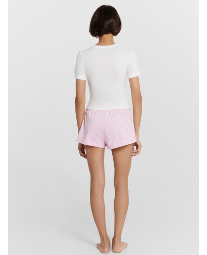 Комплект белый +бело -розовая полоска