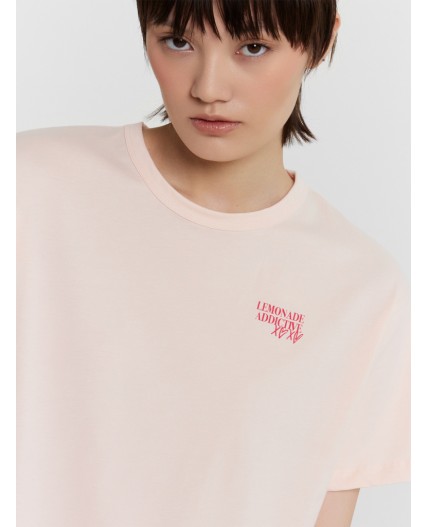 Футболка нежно -розовый +печать