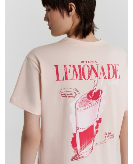 Футболка нежно -розовый +печать