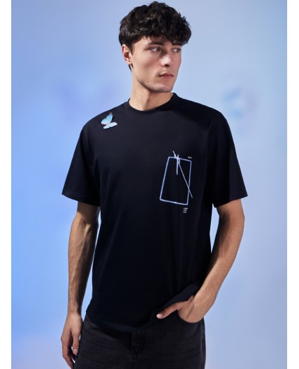 Футболка черный +печать