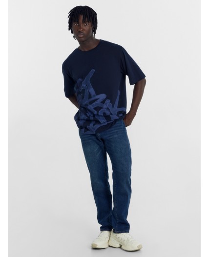 Футболка синий +печать