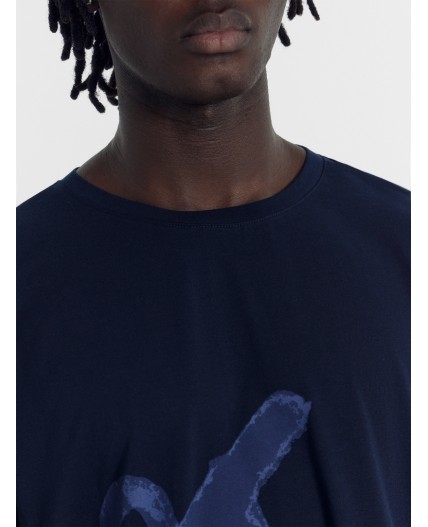 Футболка синий +печать