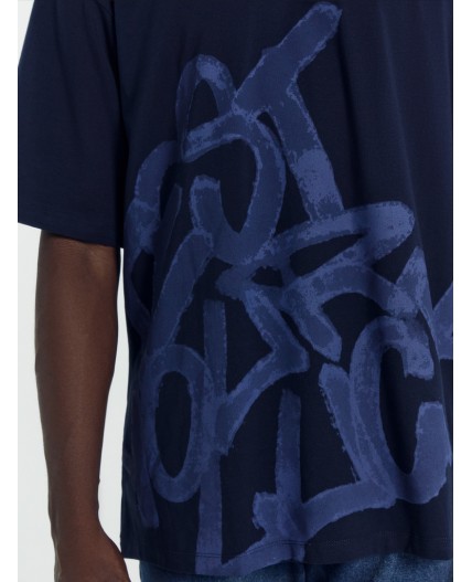 Футболка синий +печать