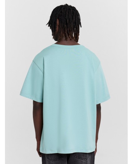 Футболка пыльная бирюза +печать