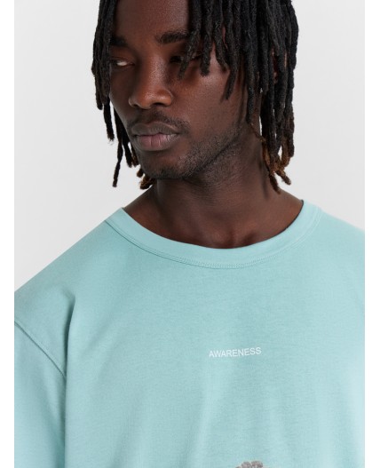 Футболка пыльная бирюза +печать