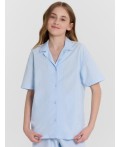 Рубашка полоска на голубом
